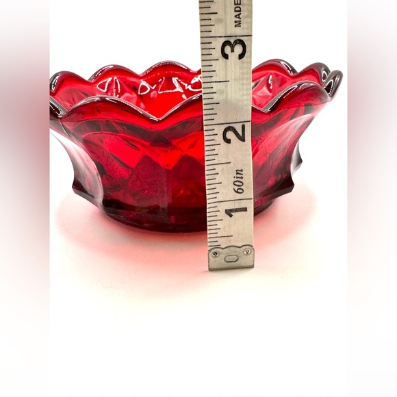 Fenton Red Glass Bowl with Grape Design - Picture 6 of 8